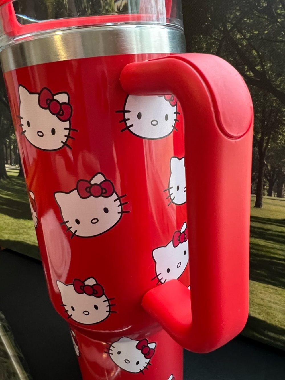 Hello Kitty Travel Tumbler Mug Red w Handle Straw 40oz Style NIB - Picture 2 of 6